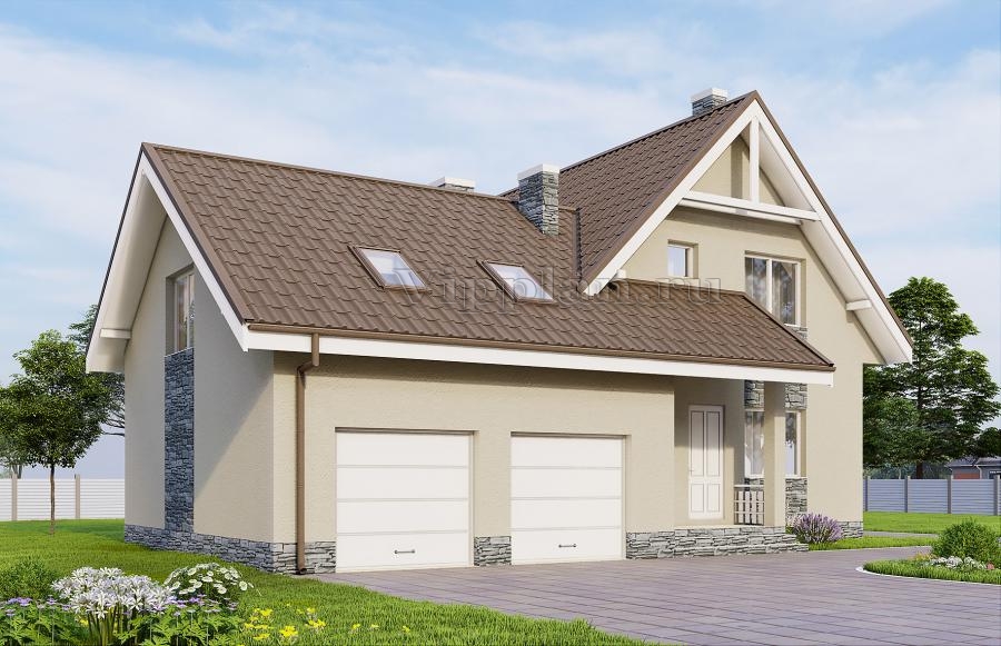 Одноэтажный дом с мансардой, гаражом, тремя спальнями и комнатой отдыха